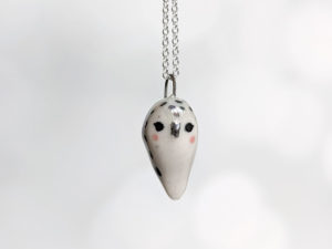 snowy owl pendant pearl porcelain