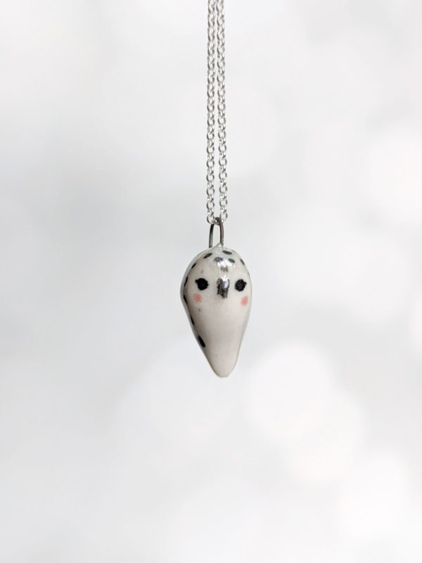 snowy owl pendant pearl porcelain