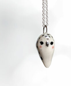 snowy owl pendant pearl porcelain
