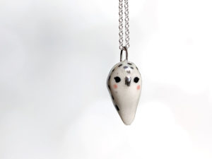 snowy owl pendant pearl porcelain