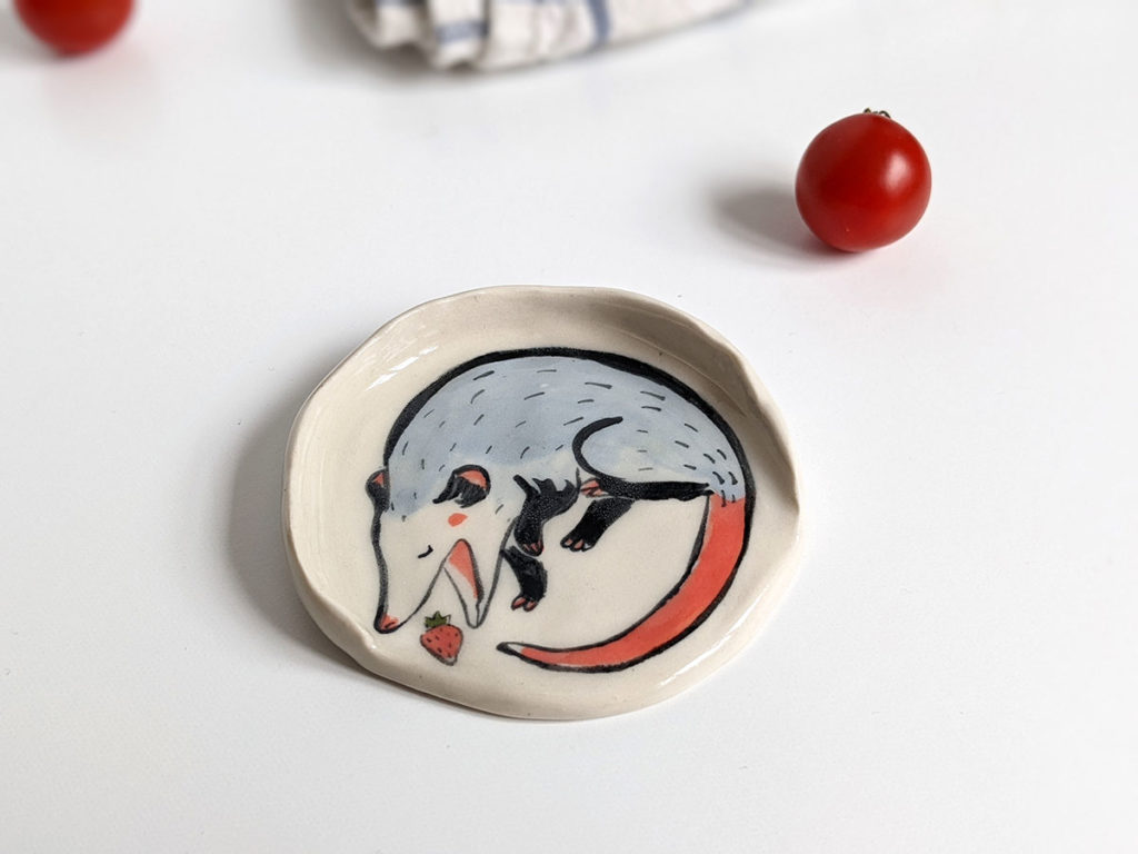 porcelain spoon rest opossum