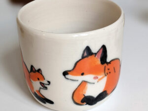 fox mom and kit ceramic cup