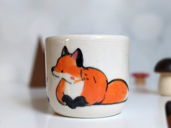 fox mom and kit ceramic cup