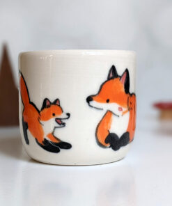 fox mom and kit ceramic cup