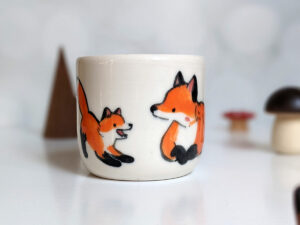 fox mom and kit ceramic cup