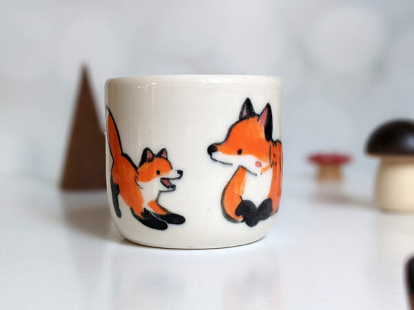 fox mom and kit ceramic cup