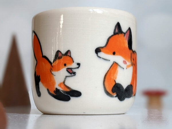 fox mom and kit ceramic cup