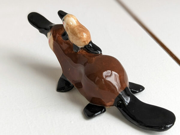 cute platypus mama and baby porcelain figurine handmade