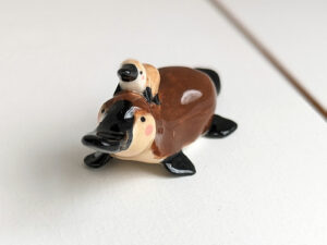 cute platypus mama and baby porcelain figurine handmade