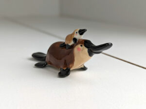 cute platypus mama and baby porcelain figurine handmade