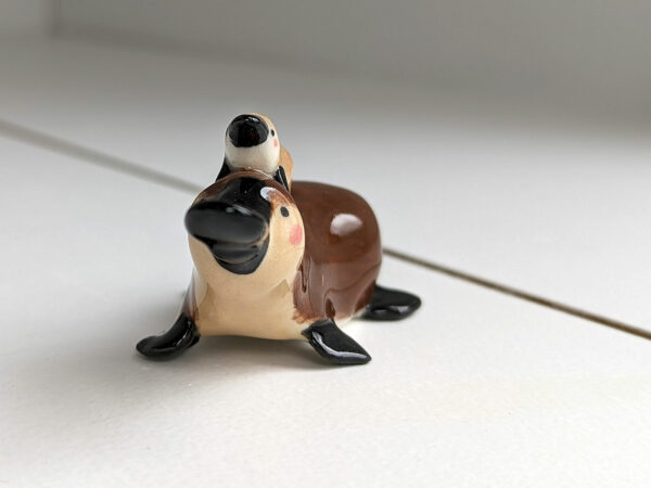 cute platypus mama and baby porcelain figurine handmade