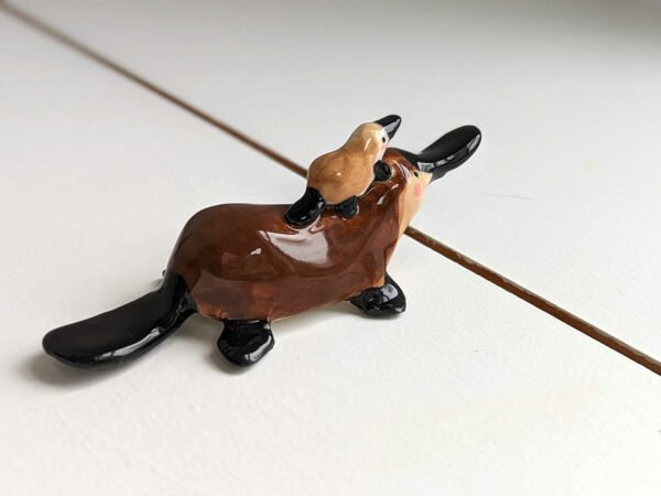 cute platypus mama and baby porcelain figurine handmade