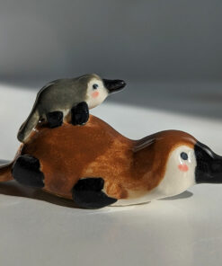 cute platypus mama and baby porcelain figurine handmade