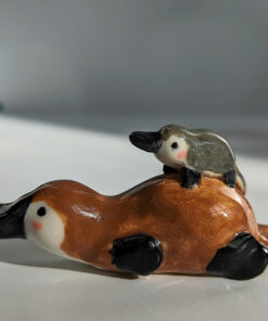 cute platypus mama and baby porcelain figurine handmade