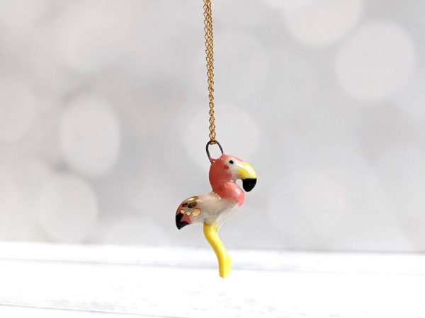 porcelain flamingo pendant