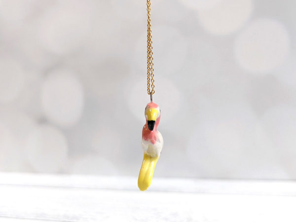 porcelain flamingo pendant