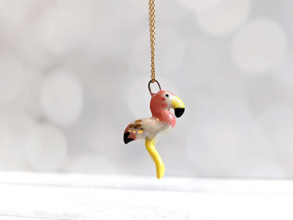 porcelain flamingo pendant
