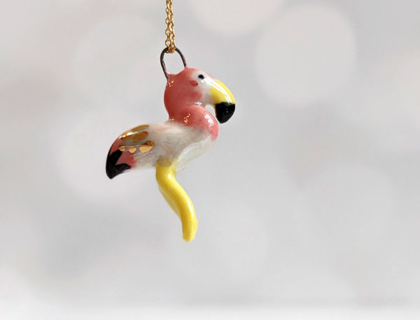 porcelain flamingo pendant