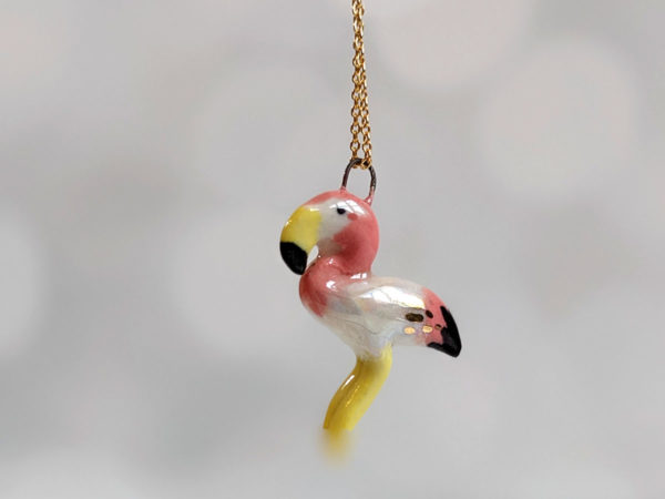 porcelain flamingo pendant