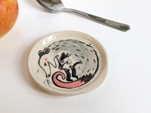 opossum spoon rest ceramic handmade