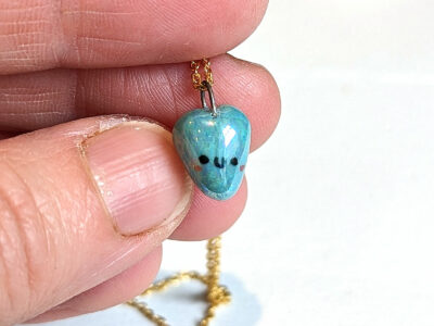 Pendentif Porcelaine : Petit coeur bleu