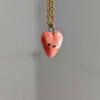pink heart porcelain pendant cute
