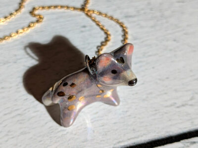 Porcelain Pendant - Lavender Bear - Image 5