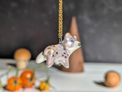 Porcelain Pendant - Lavender Bear - Image 3
