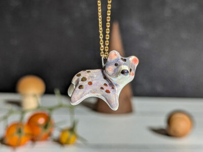 Porcelain Pendant - Lavender Bear - Image 8