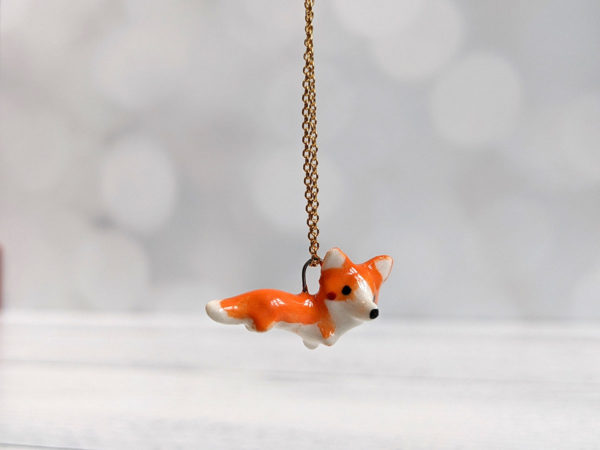 pendentif corgi porcelain pendant