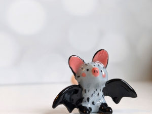 ceramics figurine bat cute adorable handmade