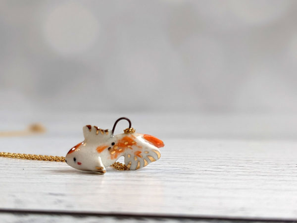 porcelain koi fish pendant