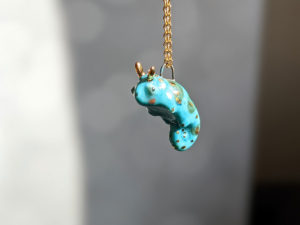 chameleon porcelain pendant