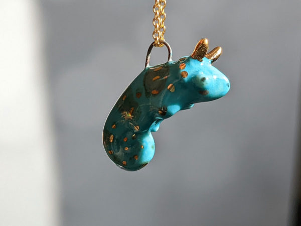 chameleon porcelain pendant