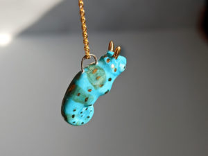 chameleon porcelain pendant