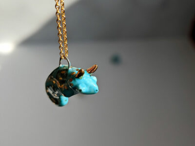 chameleon porcelain pendant