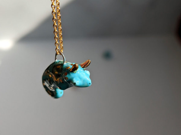 chameleon porcelain pendant