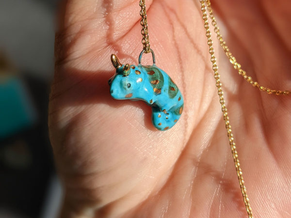 chameleon porcelain pendant