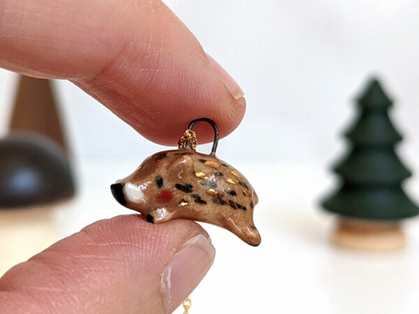 wild boar porcelain pendant