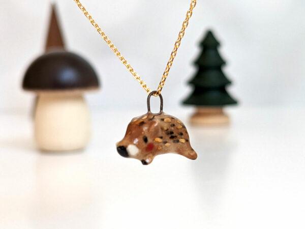 wild boar porcelain pendant