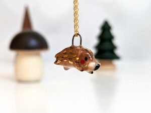 wild boar porcelain pendant