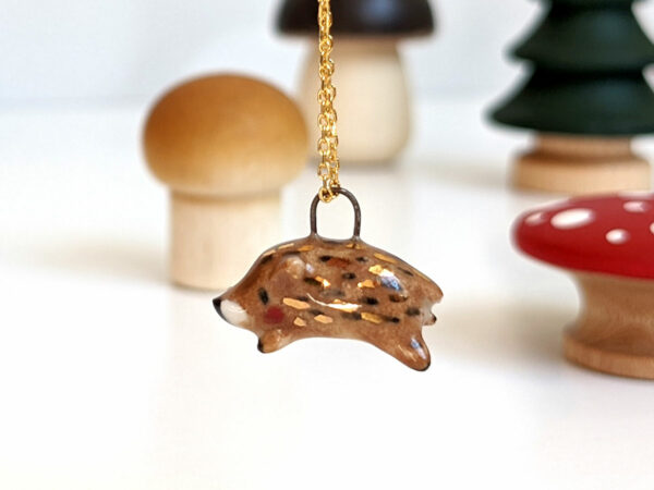 wild boar porcelain pendant