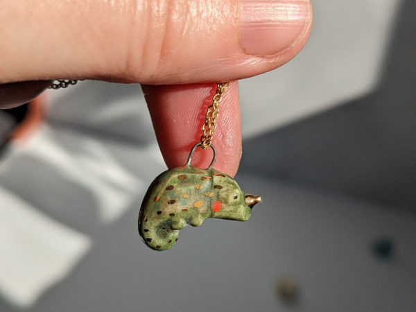 chameleon porcelain pendant