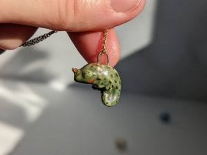 chameleon porcelain pendant