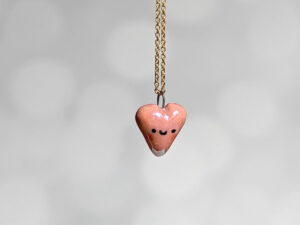 cute porcelain heart pendant pink