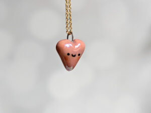 cute porcelain heart pendant pink