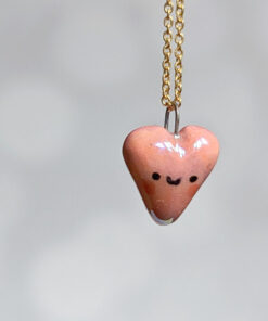 cute porcelain heart pendant pink