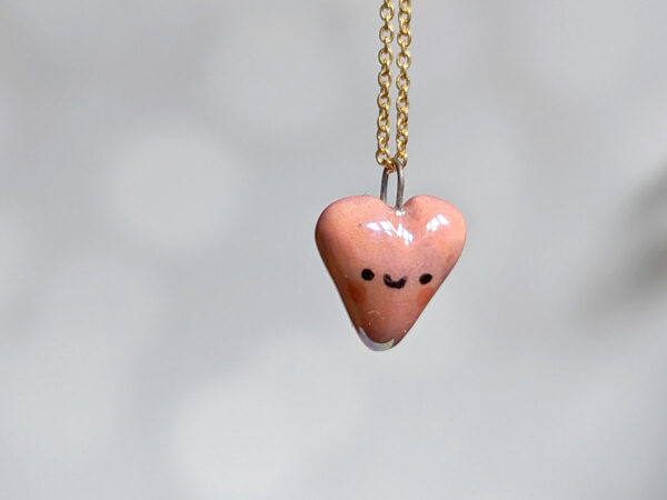 cute porcelain heart pendant pink