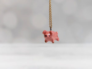 porcelain pig pendant