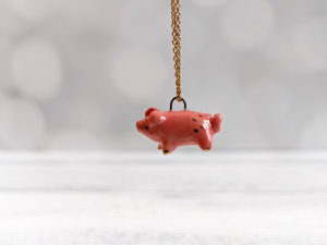 porcelain pig pendant